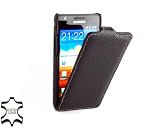 Exklusive Ledertasche UltraSlim für Samsung Galaxy S2 i9100 aufklappbar in Schwarz aus echtem Leder von StilGut