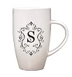 Monogram Elegant Initial 10oz. Ceramic Tapered Coffee Mug - S Monogram Elegant Initial 10oz. Ceramic Tapered Coffee Mug - S