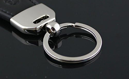 Cadillac 3D Waterdrop Shape Keychain Logo Metal Faux Black Leather Brief Type Key Ring Male Alloy Circle Auto Car Emblem Key Chain