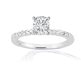 1 Ct Radiant Cut Petite Diamond Engagement Ring Pave Set 14K WHITE GOLD SI2-H GIA CUT: VERY GOOD Ring Size-12