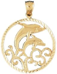 Dazzlers Solid 14 karats gold Dolphins Charm Pendant Available in three colors from jewelsberry (weights: 4.6 grams only)