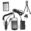 HQRP Replacement {COMBO} Premium Charger Set + Battery for Olympus IR-500, D-590, Camedia X-1 / X-2 / X-3 + HQRP Mini Tripod