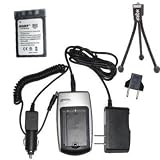 HQRP Replacement {COMBO} Premium Charger Set + Battery for Olympus Stylus Series: 300, 400, 410, 500, 600, 800, 1000 + HQRP Mini Tripod