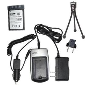 HQRP Replacement {COMBO} Premium Charger Set + Battery for Olympus Stylus Series: 300, 400, 410, 500, 600, 800, 1000 + HQRP Mini Tripod