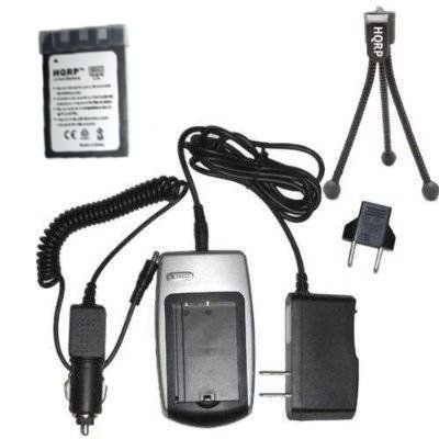 HQRP Replacement {COMBO} Premium Charger Set + Battery for Olympus Stylus Series: 300, 400, 410, 500, 600, 800, 1000 + HQRP Mini Tripod