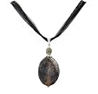 Necklace - N59 - Genuine Semi Precious Gemstone on Five-Strand Organza and Cotton Cord + 2" Extension Chain - Oval Shape ~ Crackle Agate