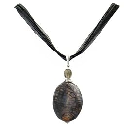 Necklace - N59 - Genuine Semi Precious Gemstone on Five-Strand Organza and... by SERENITY CRYSTALS