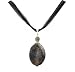 Necklace - N59 - Genuine Semi Precious Gemstone on Five-Strand Organza and Cotton Cord + 2" Extension Chain - Oval Shape ~ Crackle Agate