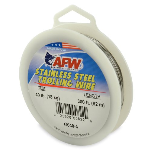 American Fishing Wire Stainless Steel Trolling Wire (Single Strand), Bright Color, 100 Pound Test, 1000-Feet