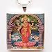 Lakshmi Goddess of Wealth Glass Tile Pendant Necklace w/chain