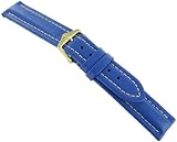 17mm Hirsch Livingstone Water Resistant Blue with White Stitching Watch Band