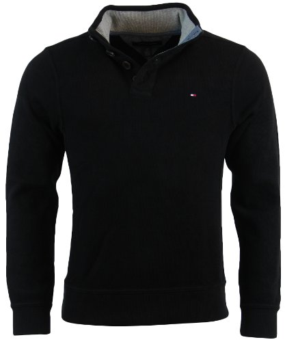 Tommy Hilfiger Mens Mock Neck Ribbed Cotton Pullover