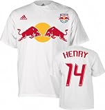 New York Red Bulls White adidas Thierry Henry #14 Name and Number T-Shirt