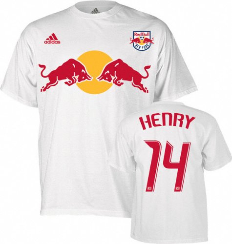 New York Red Bulls White adidas Thierry Henry #14 Name and Number T-Shirt New York Red Bulls White adidas Thierry Henry #14 Name and Number T-Shirt