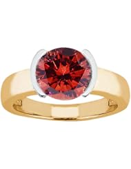 1.65 Ct Round Cognac Red SI1/SI2 Diamond 18K Yellow Gold Ring