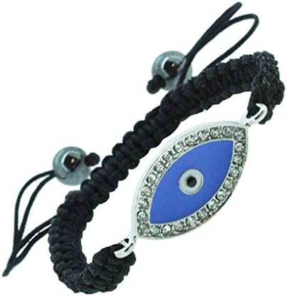 Rhinestone Beads Inlaid Evil Eye Draw String Macrame Bracelet