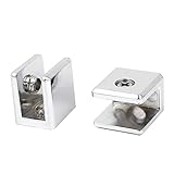 uxcell ガラス用棚受　ガラスクリップ　長方形　23x22mm　クランプ　ホルダー　ブラケット　2個入り