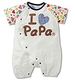 （ワボーズ） Waboatsベビー夏の韓国スタイルパパとママ愛してるプリント6-12月半袖ロンパース カバーオール ベビーロンパース カバーオール ブルーパパ 80