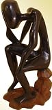 12 Ebony Wood Wooden Carving Thinker On Stool - Available in Black or Brown