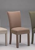 Set of 2 Contemporary Brown Microfiber Parson Dining Chairs