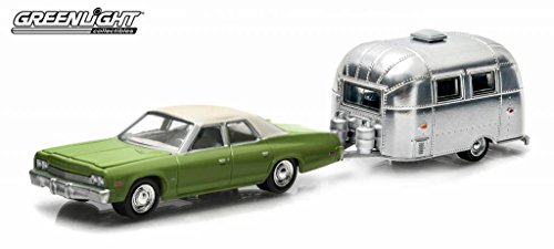 1974 Dodge Monaco Green & Airstream Trailer Bambi 16  Hitch & Tow Series 2 1/64 by Greenlight 32020A