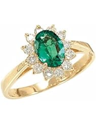 14K Yellow Gold Emerald and Diamond Ring -- LIFETIME WARRANTY