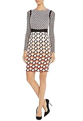 Long Sleeves Acetate/Elastane/Polyamide Geometric Print  Dress