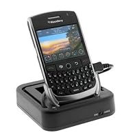 3-In-1 USB Hot Sync Charging Cradle with Spare Battery Charger Slot for T-Mobile RIM BlackBerry Curve 8900 Cell Phone