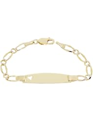 14k Yellow Gold, Link ID Kids Children Bracelet 7mm Wide