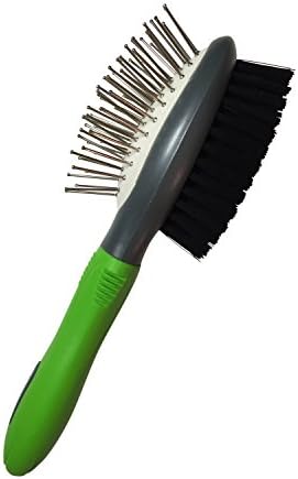 Pixikko Double Sided Shedding Combo Brush Small for Cats &amp; Dogs - Stainless Steel Pins with Caps &amp; Soft Bristles
