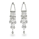 Eve's Addiction Cubic Zirconia Sterling Silver Sway Drop Earrings