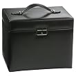 Large Black Leather Jewelry Box With Lots Of Comparments