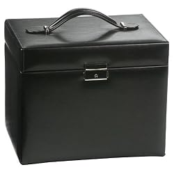 Large Black Leather Jewelry Box With Lots Of Comparments