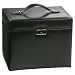 Large Black Leather Jewelry Box With Lots Of Comparments