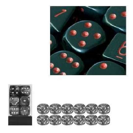 Chessex 25618 - Würfelset opaque schwarz/rot, 12 6-seitige Würfel (16mm)