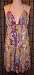 APSARA Rath Spaghetti Knee Silk Dress in Flower Stripes Purple Print
