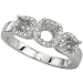 14K White Gold Three Stone Round Diamond Semi Mount Engagement Ring