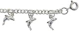 Sterling Silver Anklet with Teeny Dolphins