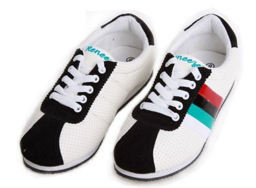RENEEZE W9181 Womens Lace-Up Fashion Sneaker - White/Black