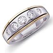 Two Tone Five Diamond Men's Wedding Band