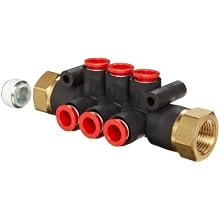 SMC PBT Push-to-Connect Tubing Manifold, NPT Female, Tube OD