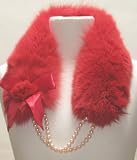 Luxurious Fox Fur Collar Red
