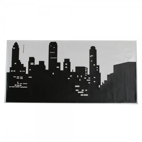 3Pcs Romantic New York Night Skyline Wall Stickers Black