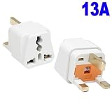 Universal Worldwide Tourist / Visitor Visiter / Travel 2-Pin / 3-Pin from Europe, North America, North South America, US, USA, Mexico, EU, Europe, Japan, Caribbean, China, Luxembourg, France, Asia, Australia, India, Africa to UK 3-Pin Plug / Adaptor / Adapter / Convertor / Converter (White)