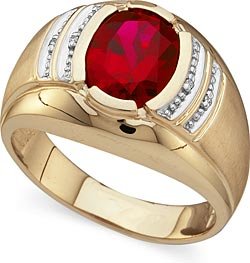 Oval-Cut Ruby & Diamond Gemstone Ring