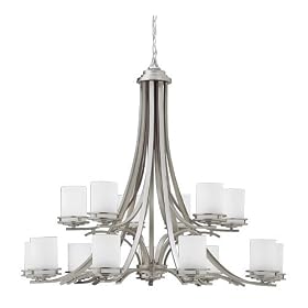 Kichler 1675NI Hendrik 15 Light Two Tier Chandelier in Brushed Nickel with Satin Etched... by Kichler