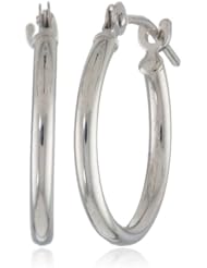 Klassics 10k White Gold Polished Hoop Earrings, (0.6" Diameter)