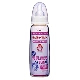 チュチュベビー 耐熱ガラス製 哺乳びん シリコーンゴム製 母乳育児乳首付 240ml