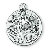 Sterling Silver Saint Dymphna Medal and 18-inch Chain