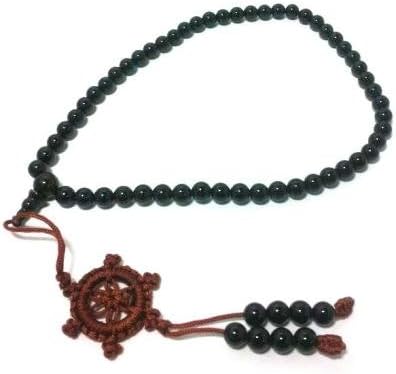 Black Agate Genuine Gemstone Mala Mantra Beads 54 Beads 6mm in Velvet Storage Pouch